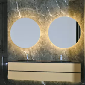 Miroir Salle de Bains Lumineux OPORTO avec LED REro-EclairE BILED Chaud ou Froid Sans Cadre diam 70 LEDIMEX