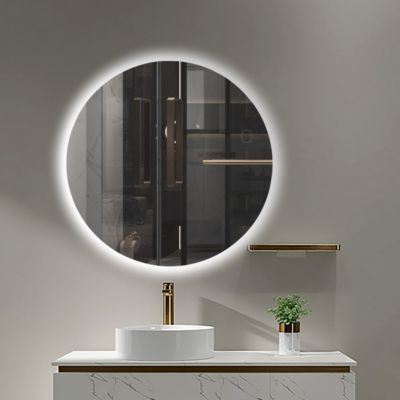 Miroir Salle de Bains Lumineux OPORTO avec LED REro-EclairE Sans Cadre diam 70 LEDIMEX