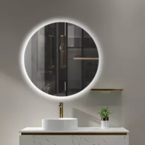 Miroir Salle de Bains Lumineux OPORTO avec LED REro-EclairE Sans Cadre diam 70 LEDIMEX