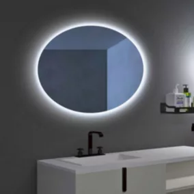Miroir Salle de Bains Lumineux OVAL avec Eclairage Rétro-Eclairé 100x80 LEDIMEX