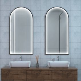 Miroir Salle de Bains Lumineux ROMA Anti-Buée et Eclairage Périmétral Triled Tactile On/Off 60x110cm Noir Mat LEDIMEX