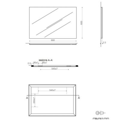 Miroir Simple 90X60 Avec Bordure Lissée Anti-Coupure