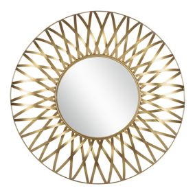 Miroir soleil doré cadre métallique design décoratif Lima 84 cm