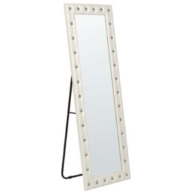 Miroir sur pied en cuir PU blanc 50 x 150 cm ANSOUIS