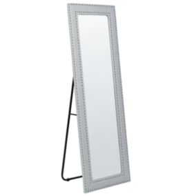 Miroir sur pied en cuir PU gris clair 50 x 150 cm LOCRONAN