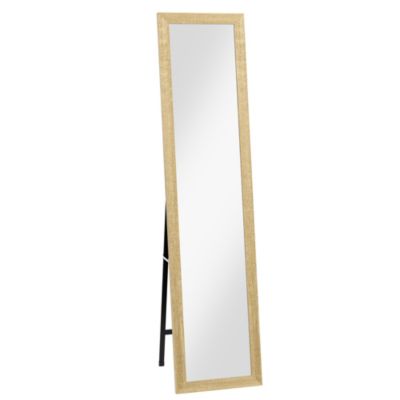 Miroir sur pied et mural rectangulaire dim. 37L x 40l x 157H cm piètement métal noir aspect chêne clair