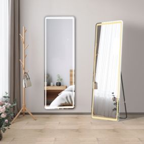 Miroir sur pied LED 40 x 150 cm (L x H), gradation infinie + 3 couleurs + fonction mémoire miroir pleine longueur, AICA SANITAIRE