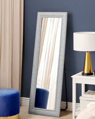 Miroir sur pied LOCRONAN 150 cm Cuir PU Gris clair