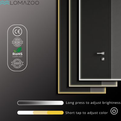 Miroir sur pied LOMAZOO Lumina avec LED rectangle 50 x 160 cm noir