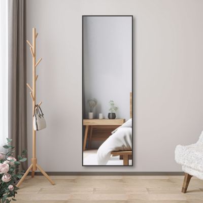 Miroir sur pied ou suspendu 40 x 140 cm (L x H), miroir complet noir, AICA SANITAIRE