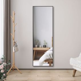 Miroir sur pied ou suspendu 40 x 150 cm (L x H), miroir complet noir, AICA SANITAIRE