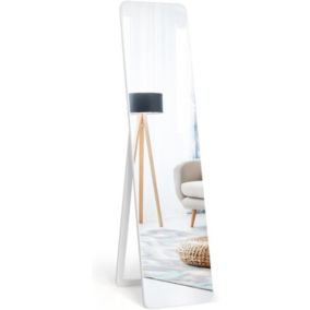 Miroir sur Toute La Longueur 2 en 1 Psyche Mural ou sur Pied Miroir Moderne et Simple avec Cadre en Bois Massif 37x155CM Blanc