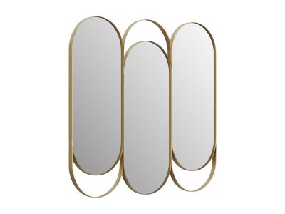 Miroir triptyque art déco en métal - L.76 x H. 69.5 cm - Doré - JICHIMI