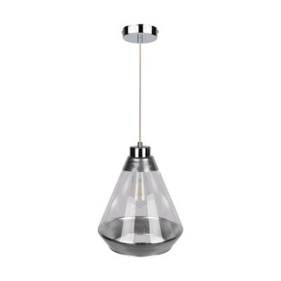 Mistral Lampe Suspendue 1xE27 Max.60W Métal Chromé/Câble PVC Transparent/Verre Argenté-Transparent