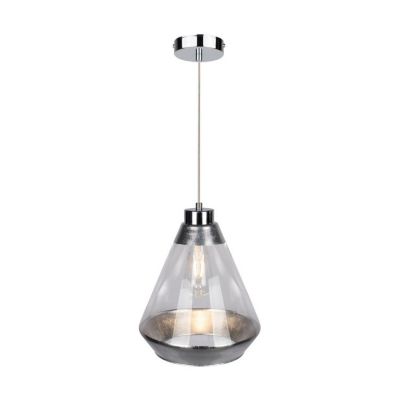 Mistral Lampe Suspendue 1xE27 Max.60W Métal Chromé/Câble PVC Transparent/Verre Argenté-Transparent