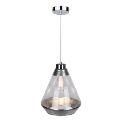 Mistral Lampe Suspendue 1xE27 Max.60W Métal Chromé/Câble PVC Transparent/Verre Argenté-Transparent