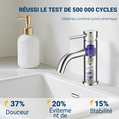 Mitigeur acier inoxydable 304, pour cuisine/salle de bain/lavabo/toilettes invités, avec tuyau, eau chaude/froide, argent