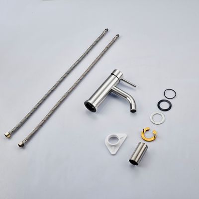 Mitigeur acier inoxydable 304, pour cuisine/salle de bain/lavabo/toilettes invités, avec tuyau, eau chaude/froide, argent