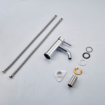 Mitigeur acier inoxydable 304, pour cuisine/salle de bain/lavabo/toilettes invités, avec tuyau, eau chaude/froide, chrome
