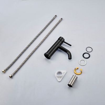 Mitigeur acier inoxydable 304, pour cuisine/salle de bain/lavabo/toilettes invités, avec tuyau, eau chaude/froide, noir