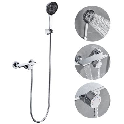 Mitigeur baignoire avec douchette Salle de Bain Robinet de baignoire avec 5 Fonctions Douchette Chrome