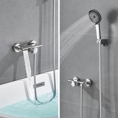 Mitigeur baignoire avec douchette Salle de Bain Robinet de baignoire avec 5 Fonctions Douchette Chrome