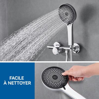 Mitigeur baignoire avec douchette Salle de Bain Robinet de baignoire avec 5 Fonctions Douchette Chrome