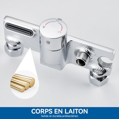 Mitigeur baignoire avec douchette Salle de Bain Robinet de baignoire avec 5 Fonctions Douchette Chrome
