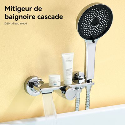 Mitigeur baignoire avec douchette Salle de Bain Robinet de baignoire avec Douchette Chrome