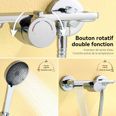 Mitigeur baignoire avec douchette Salle de Bain Robinet de baignoire avec Douchette Chrome