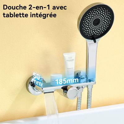 Mitigeur baignoire avec douchette Salle de Bain Robinet de baignoire avec Douchette Chrome