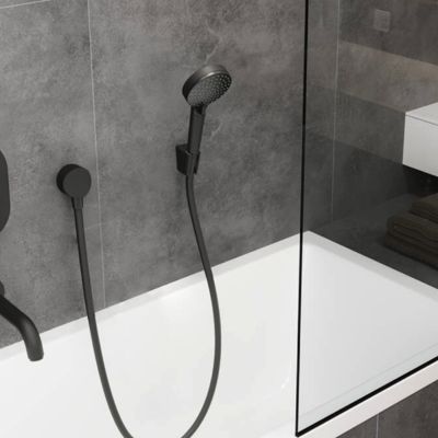 Mitigeur baignoire mécanique HANSGROHE Logis C2  + pack pommeau Vernis Blend 2 jets EcoSmart + flexible Isiflex 160 cm noir mat