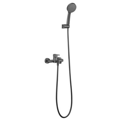 Mitigeur baignoiredouche noir mat en laiton avec flexible metal 180 cmassistant