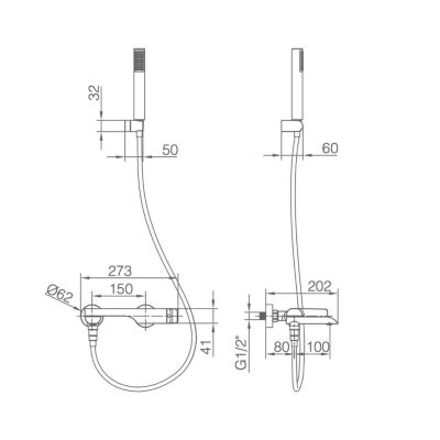 Mitigeur Bain/Douche Anti-Calcaire Chrome IMEX DINAMARCA BR031-4