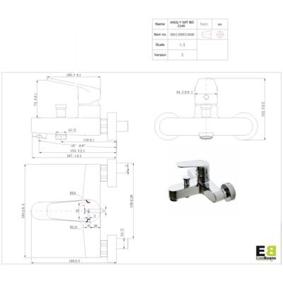 Mitigeur bain-douche chromé Essebagno Angly