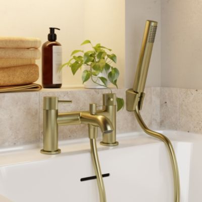 Mitigeur bain douche + douchette, laiton doré, GoodHome Owens