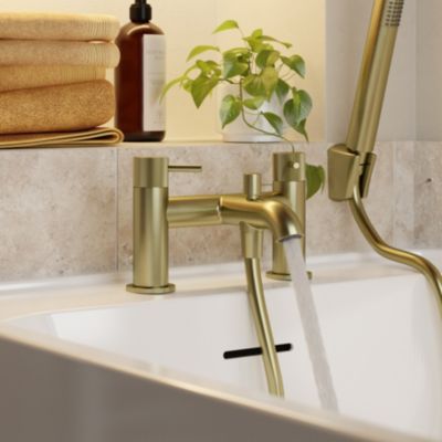 Mitigeur bain douche + douchette, laiton doré, GoodHome Owens