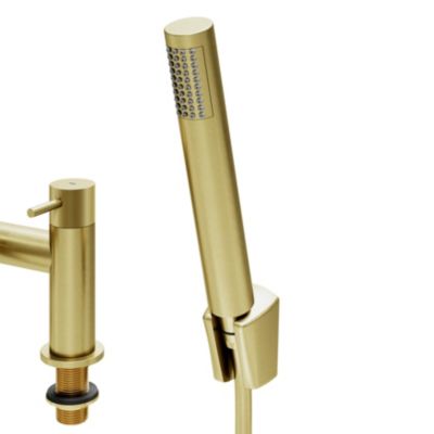 Mitigeur bain douche + douchette, laiton doré, GoodHome Owens
