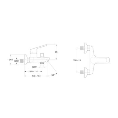 Mitigeur bain-douche JACOB DELAFON Aimé chrome