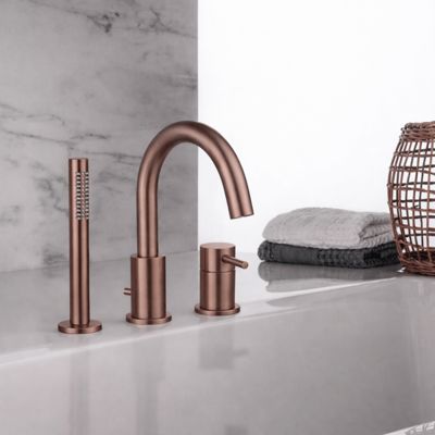 Mitigeur bain douche mécanique 3 trous + douchette 1 jet PAINI Ortence bronze cuivre