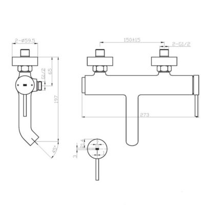 Mitigeur bain-douche mécanique cuivre brossé Essebagno Luisa