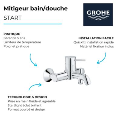 Mitigeur bain douche mécanique GROHE Quickfix Start Classic