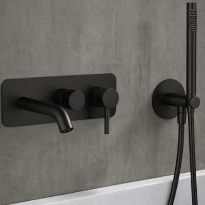 Mitigeur bain douche mécanique mural + douchette 1 jet + corps encastré PAINI Cox noir mat
