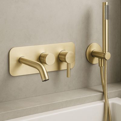 Mitigeur bain douche mécanique mural + douchette 1 jet + corps encastré PAINI Ortence laiton brossé
