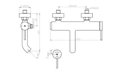 Mitigeur bain-douche mécanique noir Essebagno Luisa