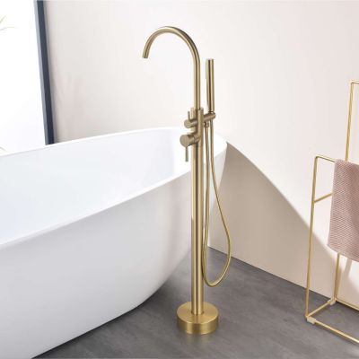Mitigeur bain douche mécanique sur pied SKY BATH or brossé PVD Inox S304 série ALPHA