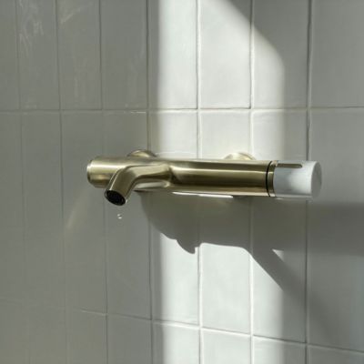 Mitigeur bain-douche mécanique, doré et marbre blanc, Essebagno Manopola
