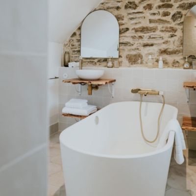 Robinet De Lavabo Blanc Et Doré - Inox - Modèle BR-2022A05 - Neuf