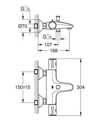 Mitigeur bain-douche mural thermostatique GROHTHERM 800 1/2 - GROHE - 34569000