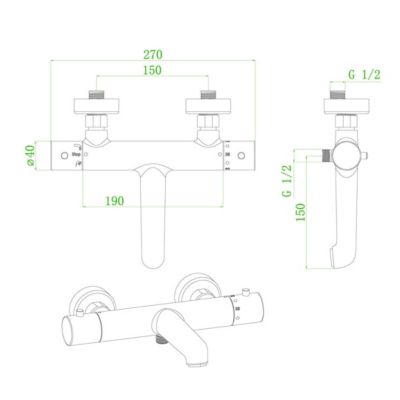 Mitigeur bain-douche thermostatique blanc Essebagno Luisa